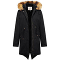 Womens Winter Fleece Coat Parka Cotton Jacket Faux Fur Hood Size XL, Black