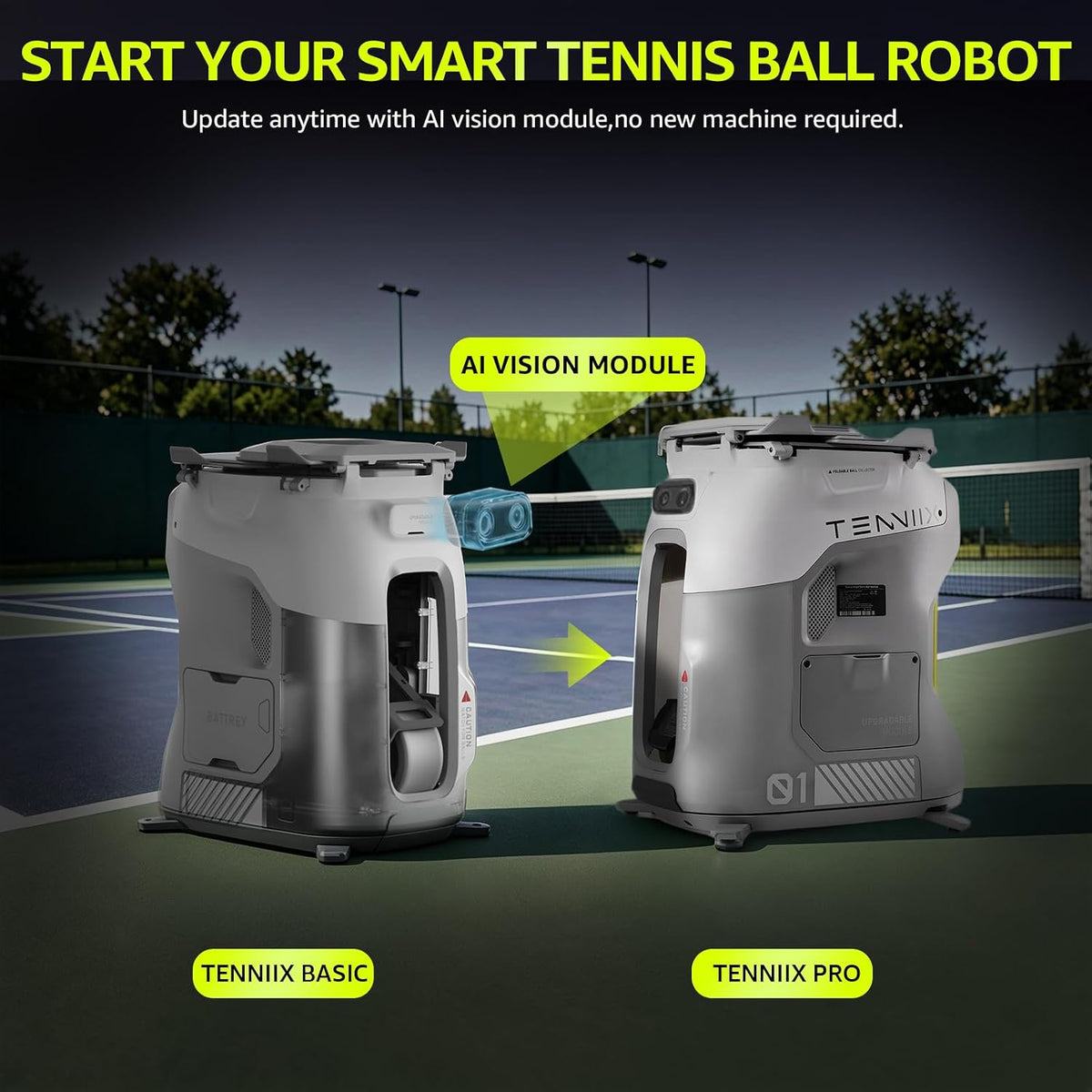 TENNIIX Basic Tennis Ball Machine, 18.7LB Portable Tennis Launcher Robot