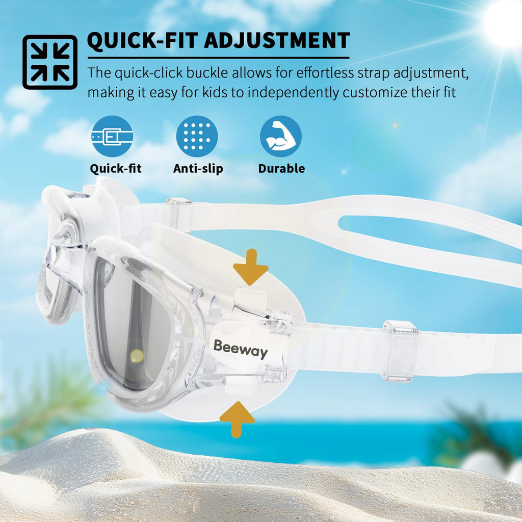 BEEWAY Kids Swimming Goggles for Boys Girls Age 6-14 Anti Fog & Leak Proof