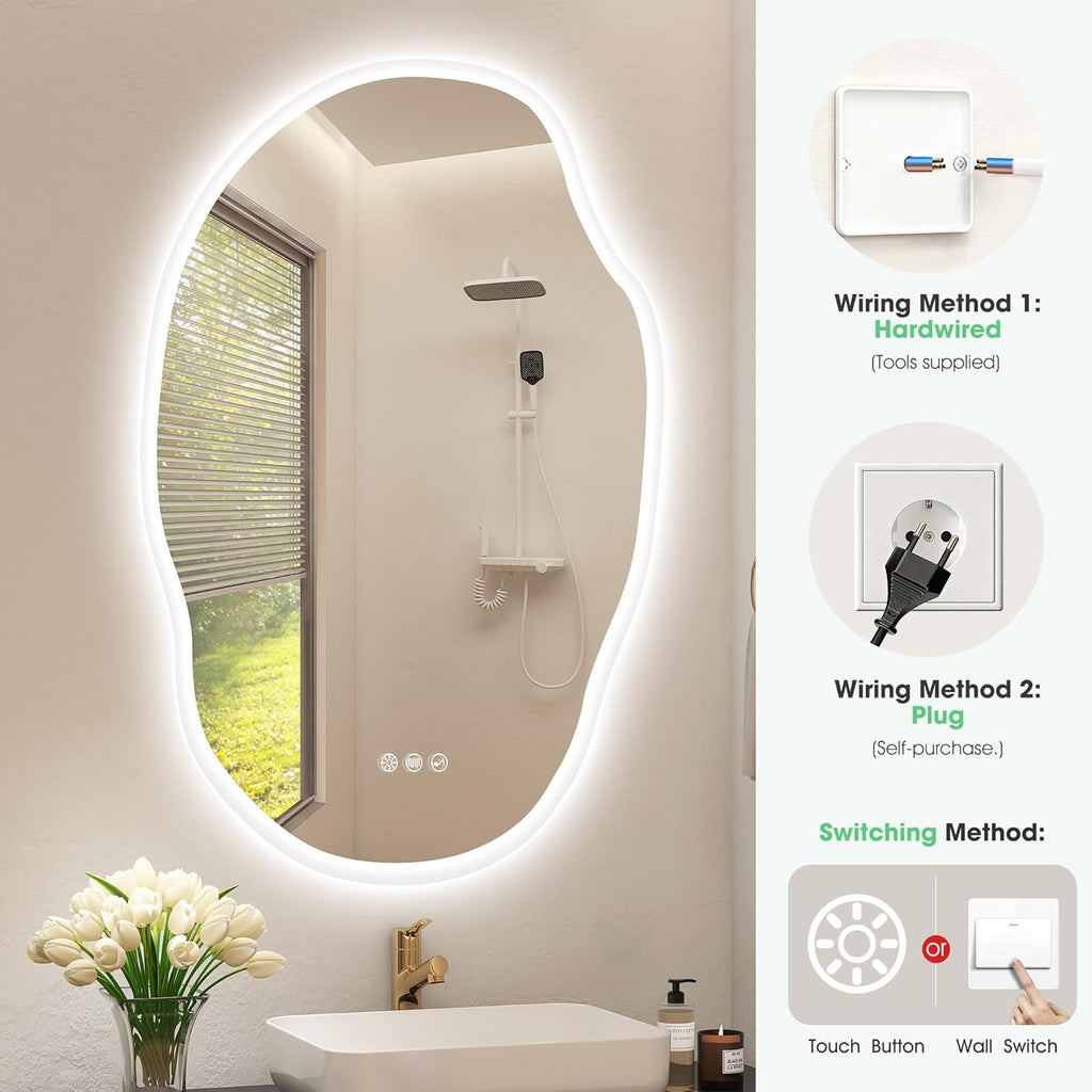 Irregular LED Bathroom Mirror 600x900 Bluetooth Anti Fog Dimmable S'bagno