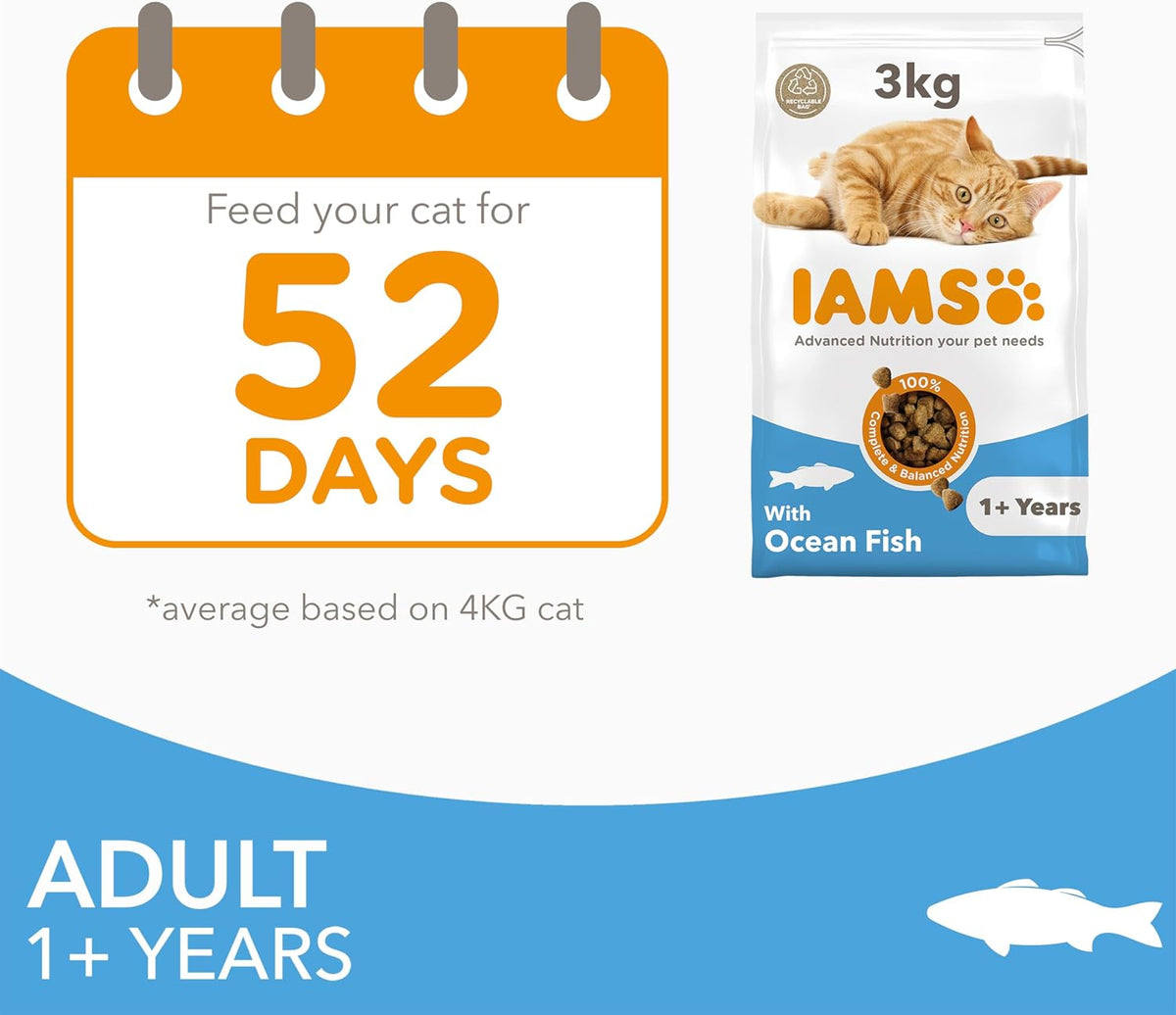 IAMS Adult Complete Dry Cat Food Chicken 3kg - Supports Strong Immune System