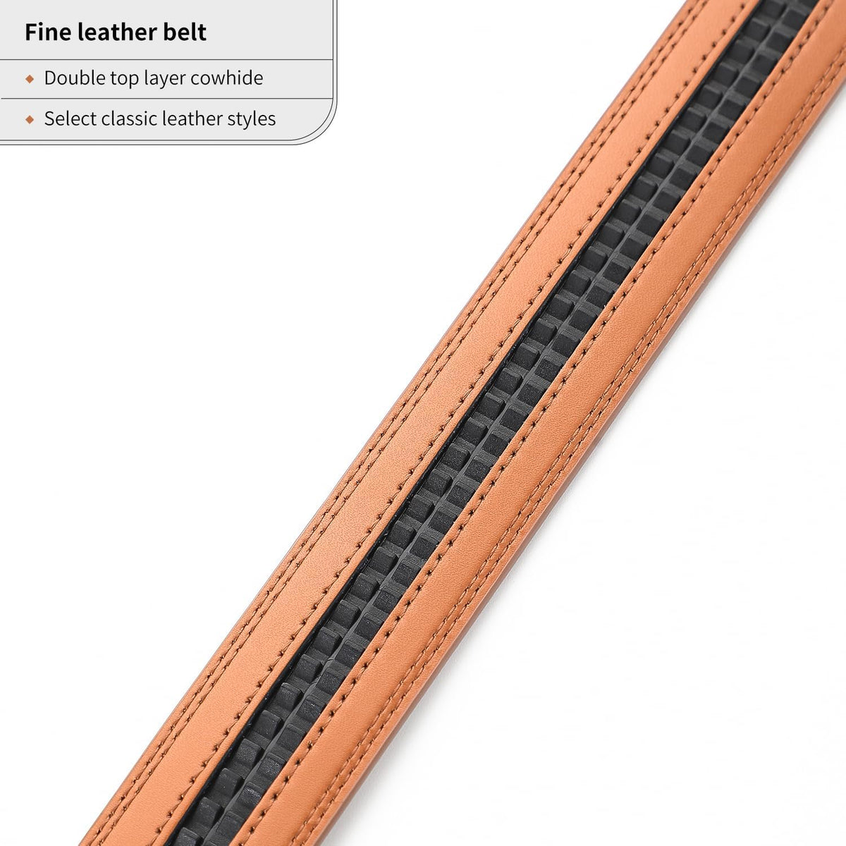 Men's Adjustable Leather Belt Strap & Zinc Alloy Automatic Ratchet Buckle, Customizable for Business Casual & Formal Wear