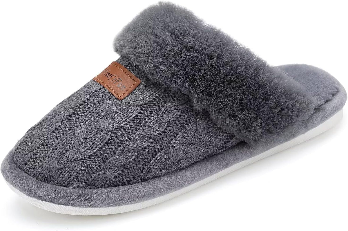Women's Fuzzy Memory Foam Cozy House Slippers with Soft Faux Fur Lining