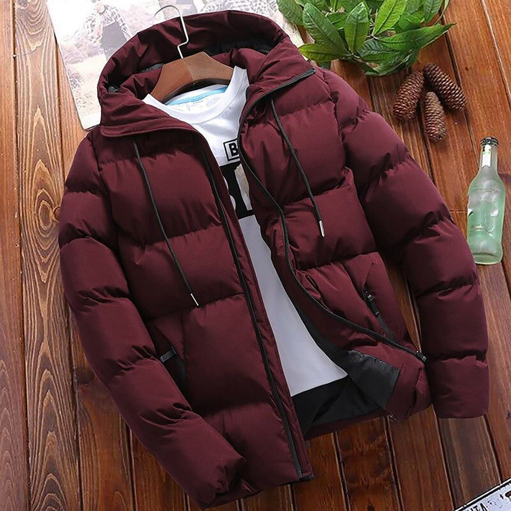 Winter Jackets for Men UK 2026 Thermal Warm Waterproof Zip Up Cargo Puffer Coats Outwear with Hood Cargo Fleece Jacket With Pockets Casual Pullover Work Plain Comfortable Sweatshirts