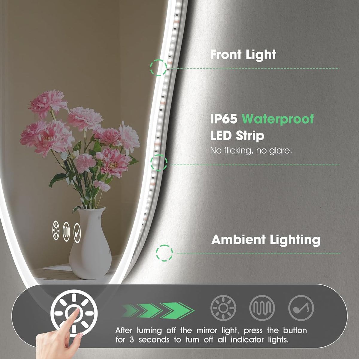 Irregular LED Bathroom Mirror 600x900 Bluetooth Anti Fog Dimmable S'bagno