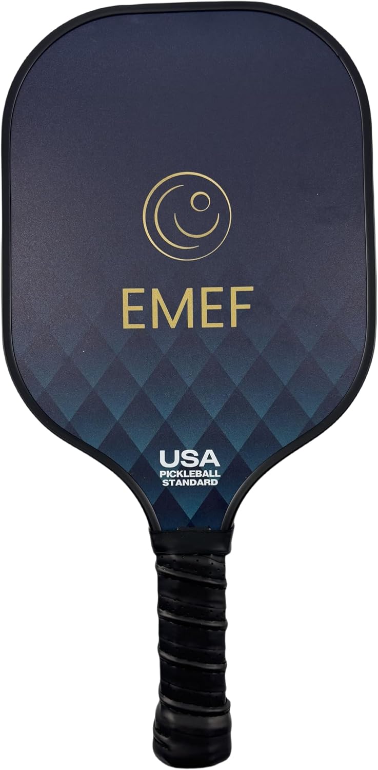 EMEF Pickleball Paddle Racket– Carbon Fibre Face, 16mm Honeycomb Core, USAP Standard – Choose: Paddle or Set with Bag & Balls – Beginner to Intermediate