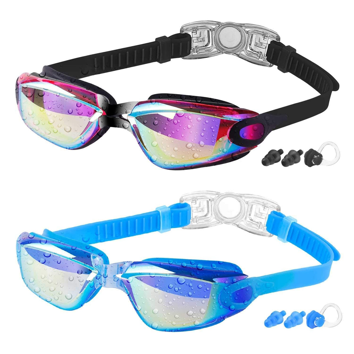 COOLOO Kids Swimming Goggles for Age 3-16, 2 Packs Anti-Fog Swim Goggles