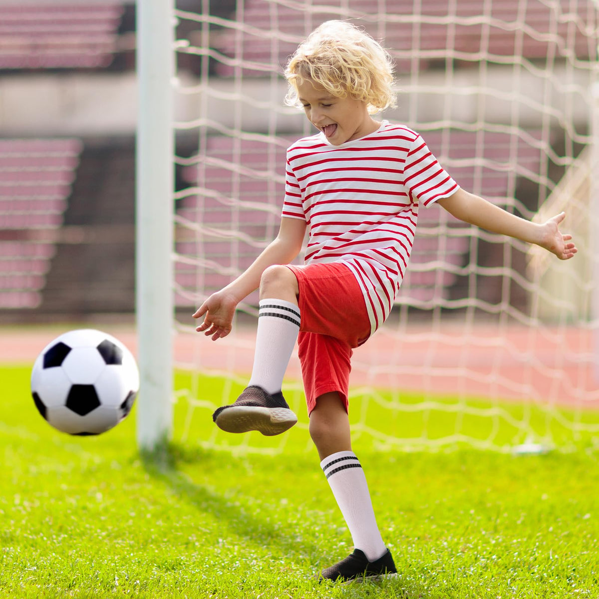 Zuimei 4 Pairs Football Socks Kids Football Socks for Boys Girls Childrens