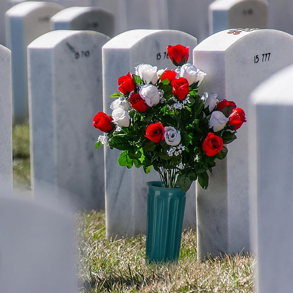 20 Pack Grave Vases with Spikes Cemetery Flower Pots Memorial Holders Dark Green