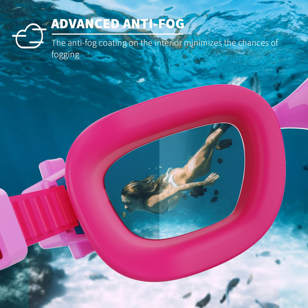 BEEWAY Kids Swimming Goggles for Boys Girls Age 6-14 Anti Fog & Leak Proof