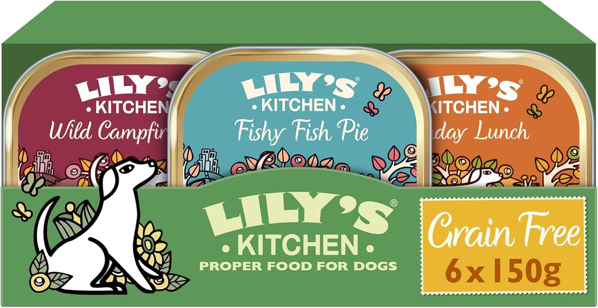 Lily's Kitchen Natural Adult Dog Food Wet Trays - Classic Dinners Multipack - Chicken, Lamb & Beef - Complete Meal Recipes (6 Trays x 150g)