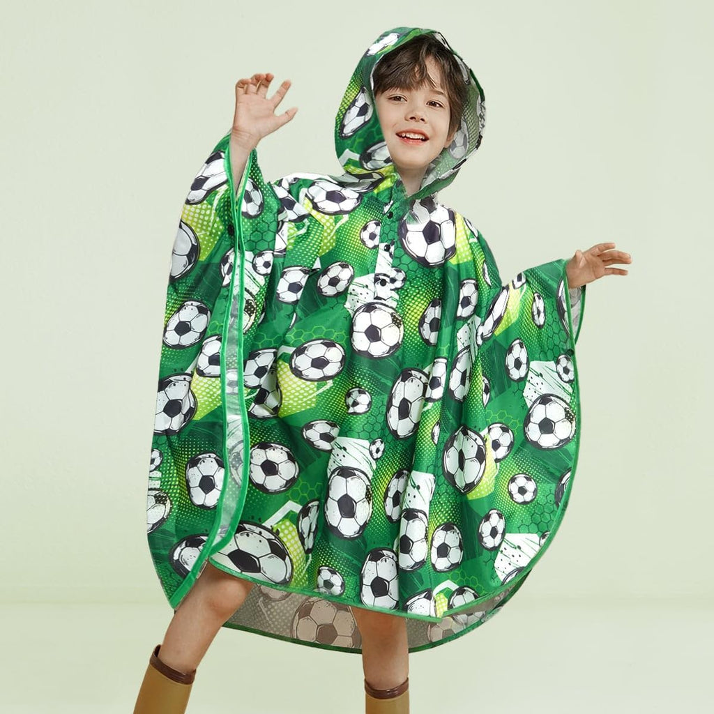 WAWSAM Kids Rain Poncho Waterproof Boys Girls Portable Raincoat Rain Jacket Lightweight Rainwear