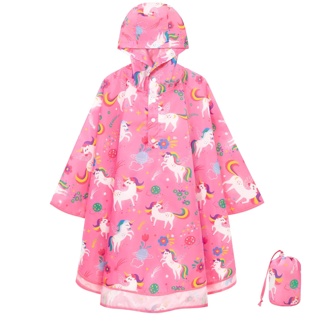 WAWSAM Kids Rain Poncho Waterproof Boys Girls Portable Raincoat Rain Jacket Lightweight Rainwear