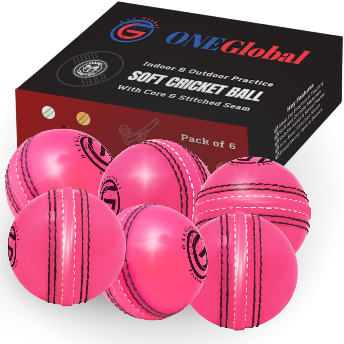 Incrediball Soft Practice Cricket Ball | Outdoor & Indoor Rubber Cricket Ball With Core & Stitched Seam | For Practice, Training & Family Fun | Senior & Junior Size
