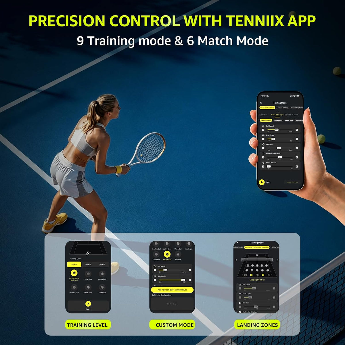 TENNIIX Basic Tennis Ball Machine, 18.7LB Portable Tennis Launcher Robot