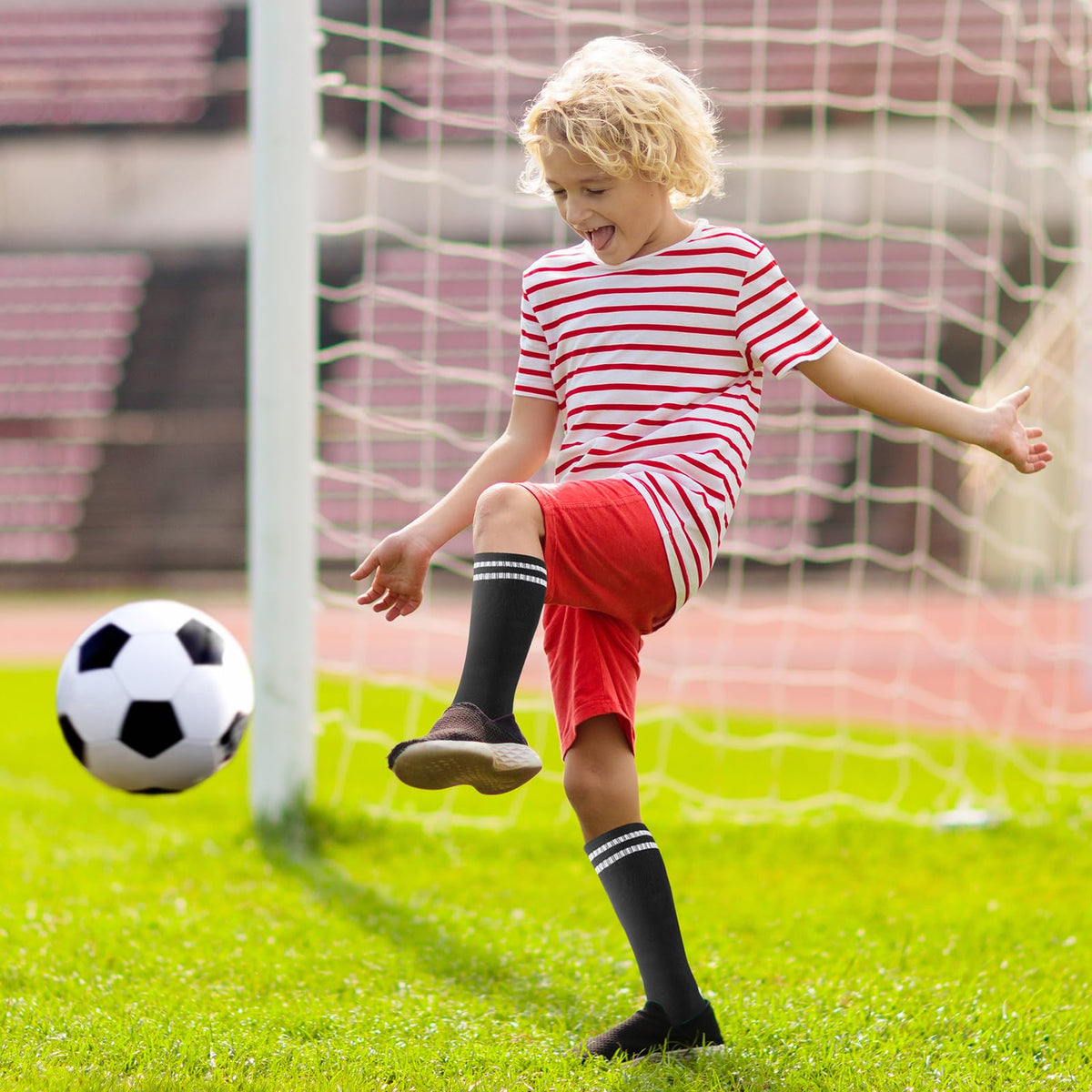 Zuimei 4 Pairs Football Socks Kids Football Socks for Boys Girls Childrens