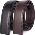 Mens Belt Ratchet Belt Replacement Strap 1 3/8”, 2 PACK Leather Belt Strap for 40MM Slide Click Buckle ，Trim to Fit