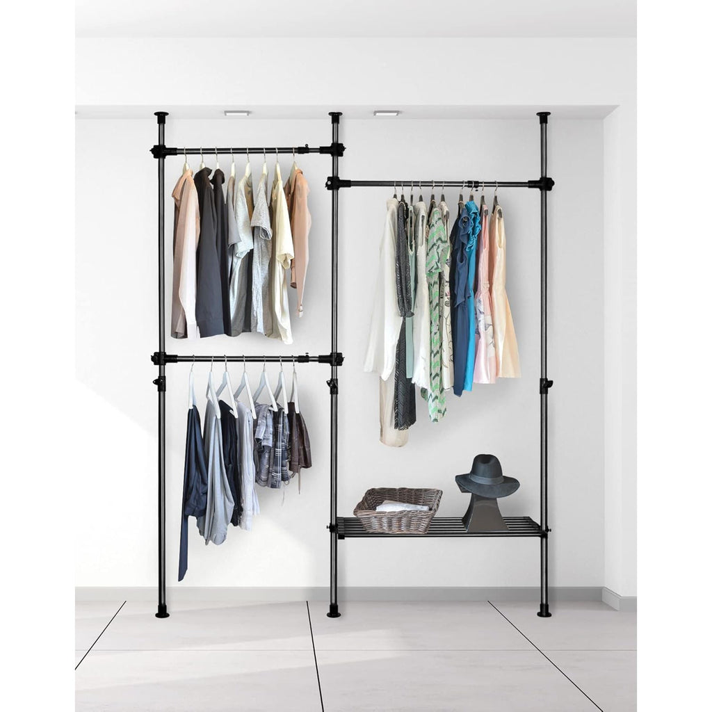 Heavy Duty Clothes Rail Storage System 50kg Garment Rack Open Wardrobe QWORK