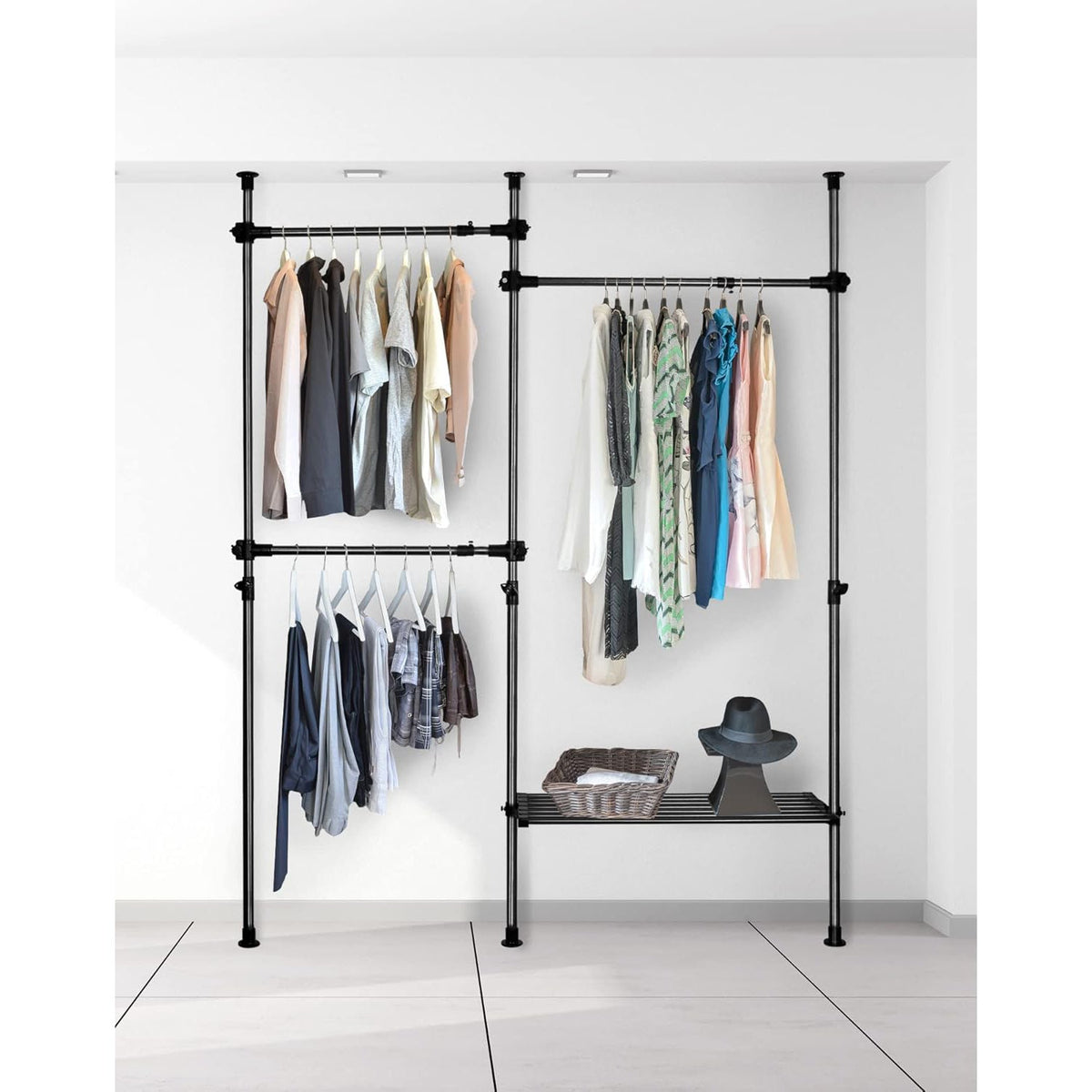 Heavy Duty Clothes Rail Storage System 50kg Garment Rack Open Wardrobe QWORK