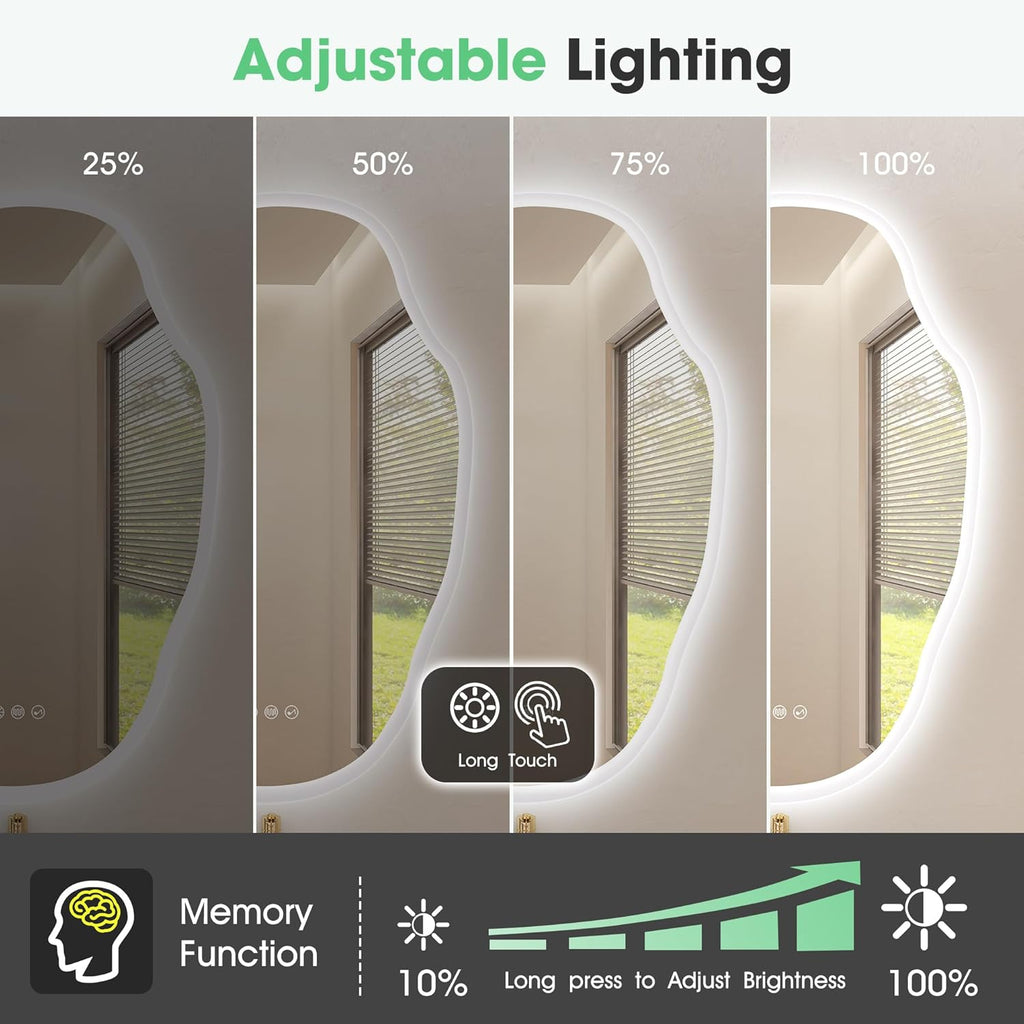 Irregular LED Bathroom Mirror 600x900 Bluetooth Anti Fog Dimmable S'bagno