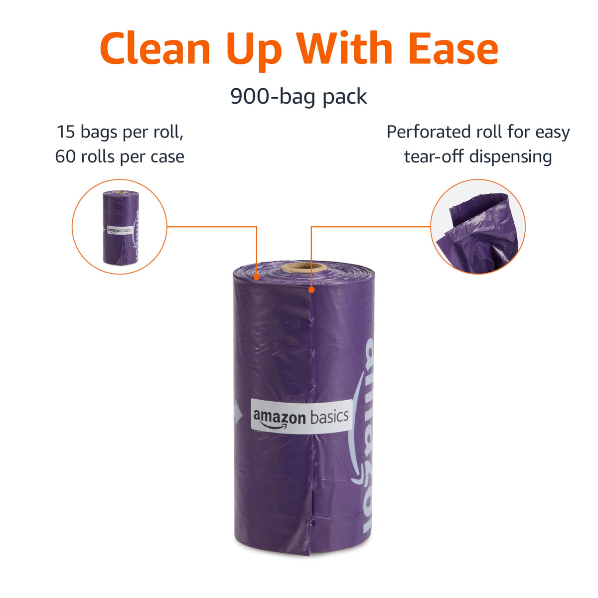 Amazon Basics Dog Poo Bags, Lavender-Scented, 300 Count (20 Rolls of 15)
