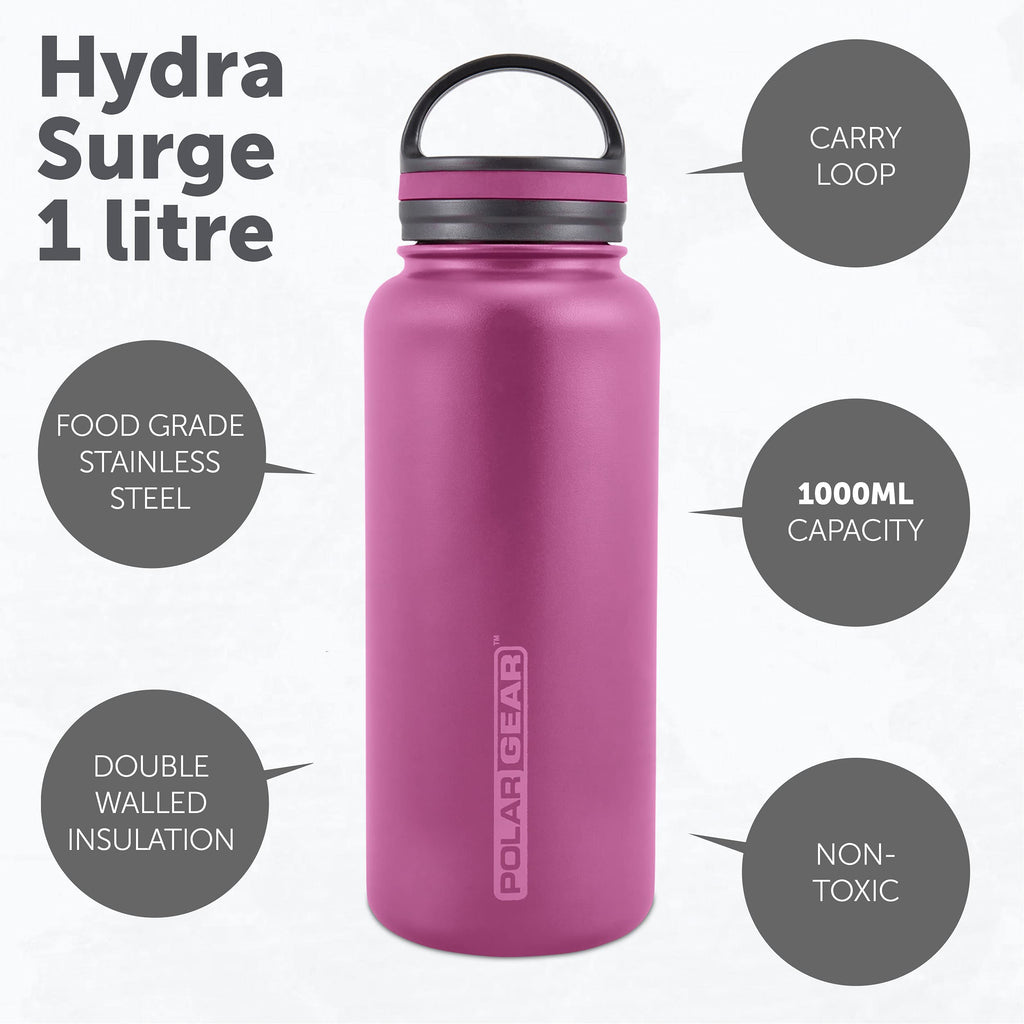 Polar Gear Insulated Water Bottle with Flip Straw - 800ml Wine