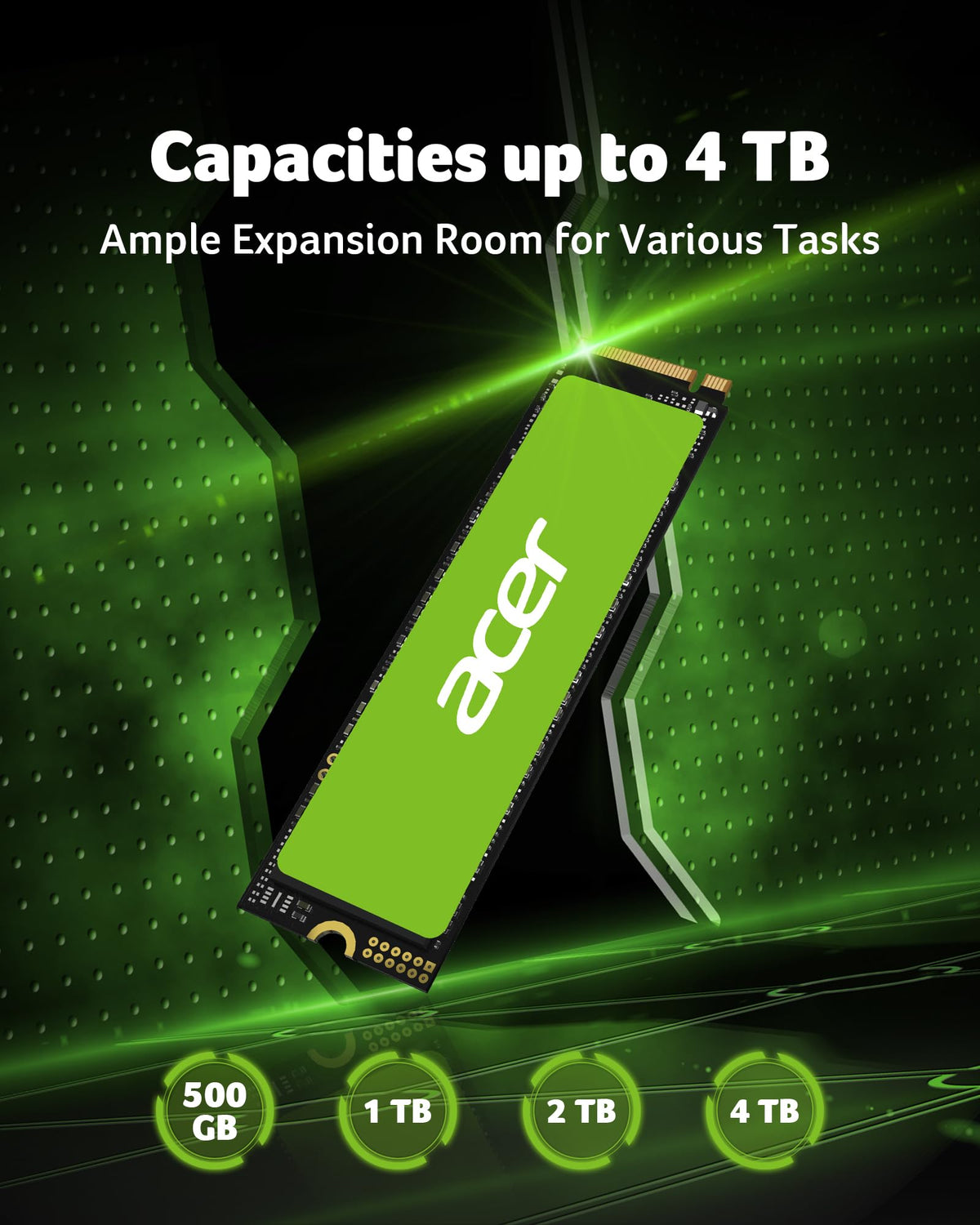 Acer FA100 M.2 2280 SSD 512GB: PCIe 3.0 NVMe with HMB & SLC Cache, Up to 3500 MB/s Read Speed, PC Internal Solid State Drive for Laptop & Desktop Upgrade