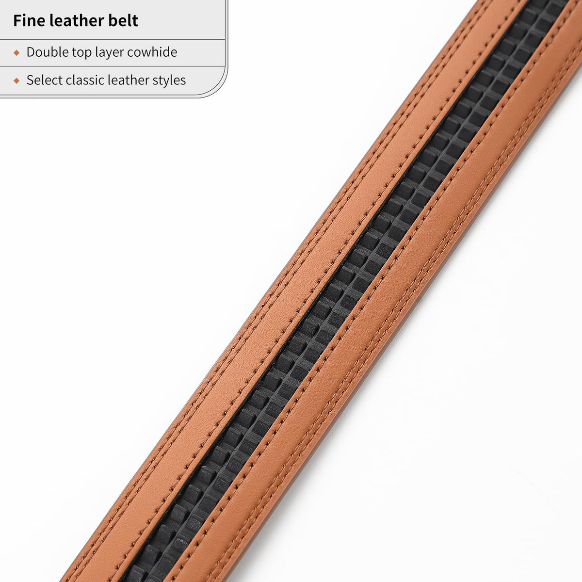Men's Adjustable Leather Belt Strap & Zinc Alloy Automatic Ratchet Buckle, Customizable for Business Casual & Formal Wear
