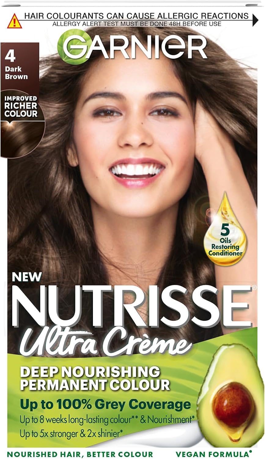 Garnier Nutrisse Ultra Color Permanent Hair Dye, 4.15 Iced Coffee Brown