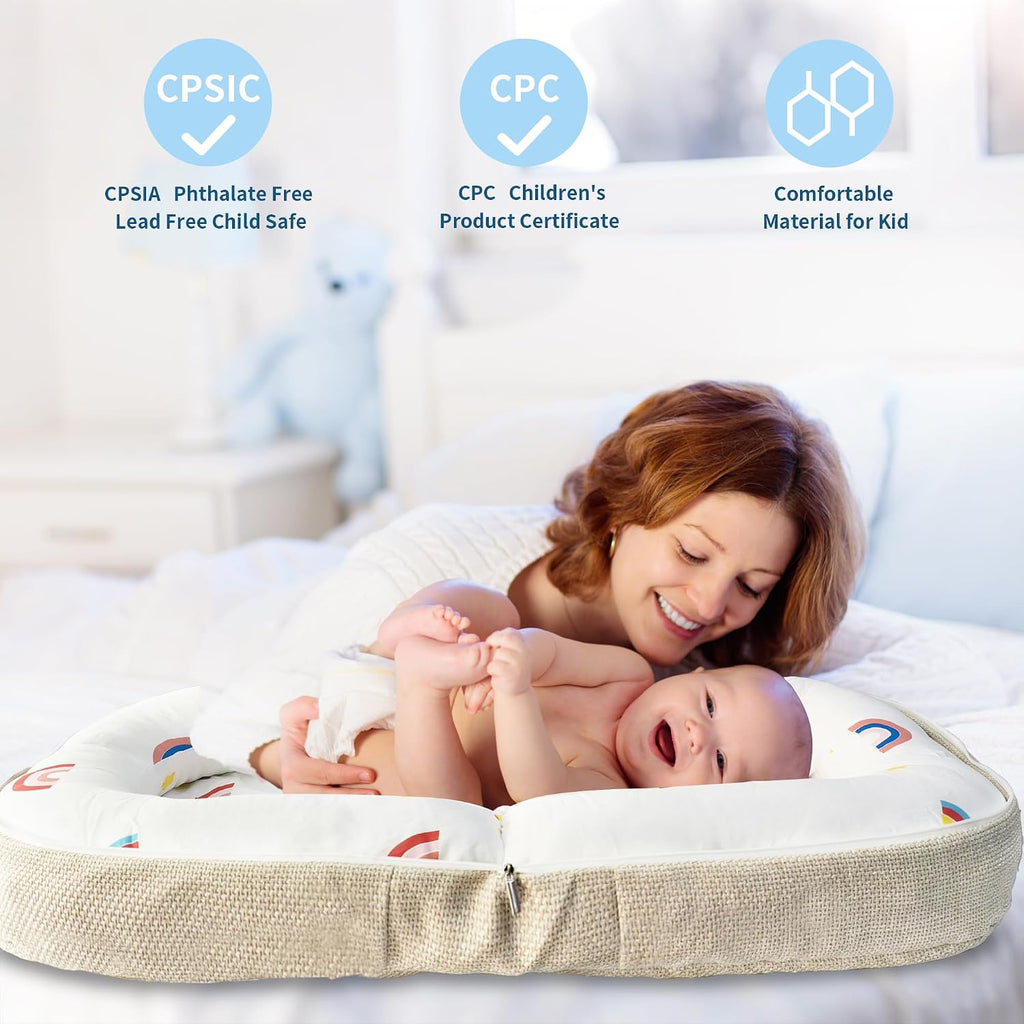 Baby Lounger 0-12 Months Foldable Infant Nest Memory Foam Backpack Travel