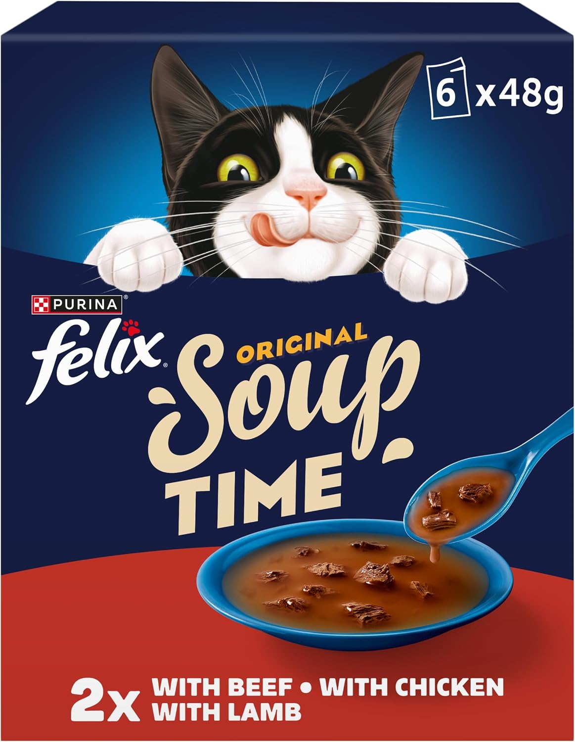 FELIX Soup Tender Strips Farm Selection Wet Cat Food 6x48g (Pack of 8)