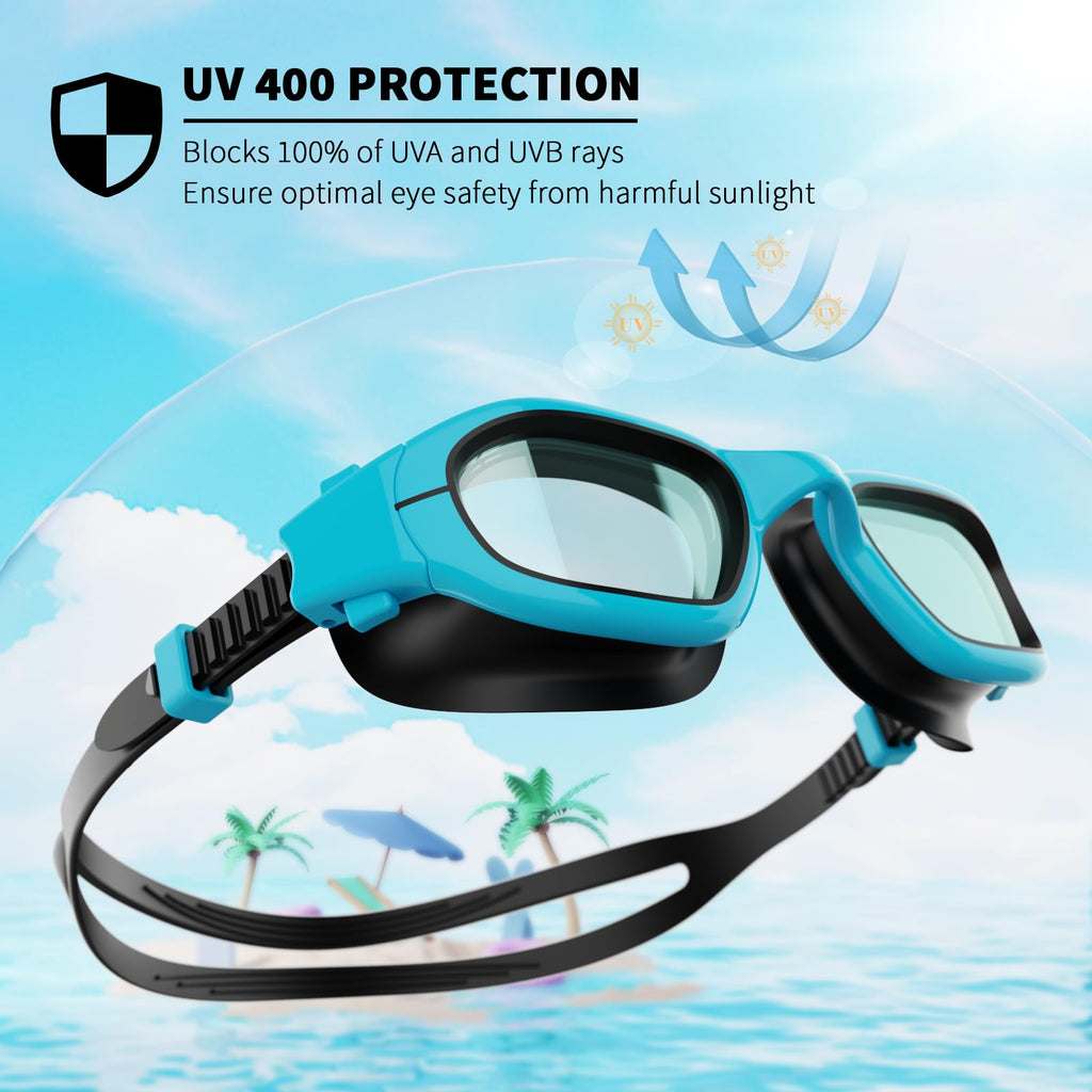 BEEWAY Kids Swimming Goggles for Boys Girls Age 6-14 Anti Fog & Leak Proof