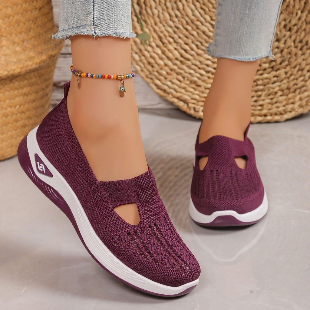 Women's Walking Shoes Comfortable Orthopedic Diabetic Shoes Soft Breathable Knitted Flats Arch Support for Indoor Outdoor