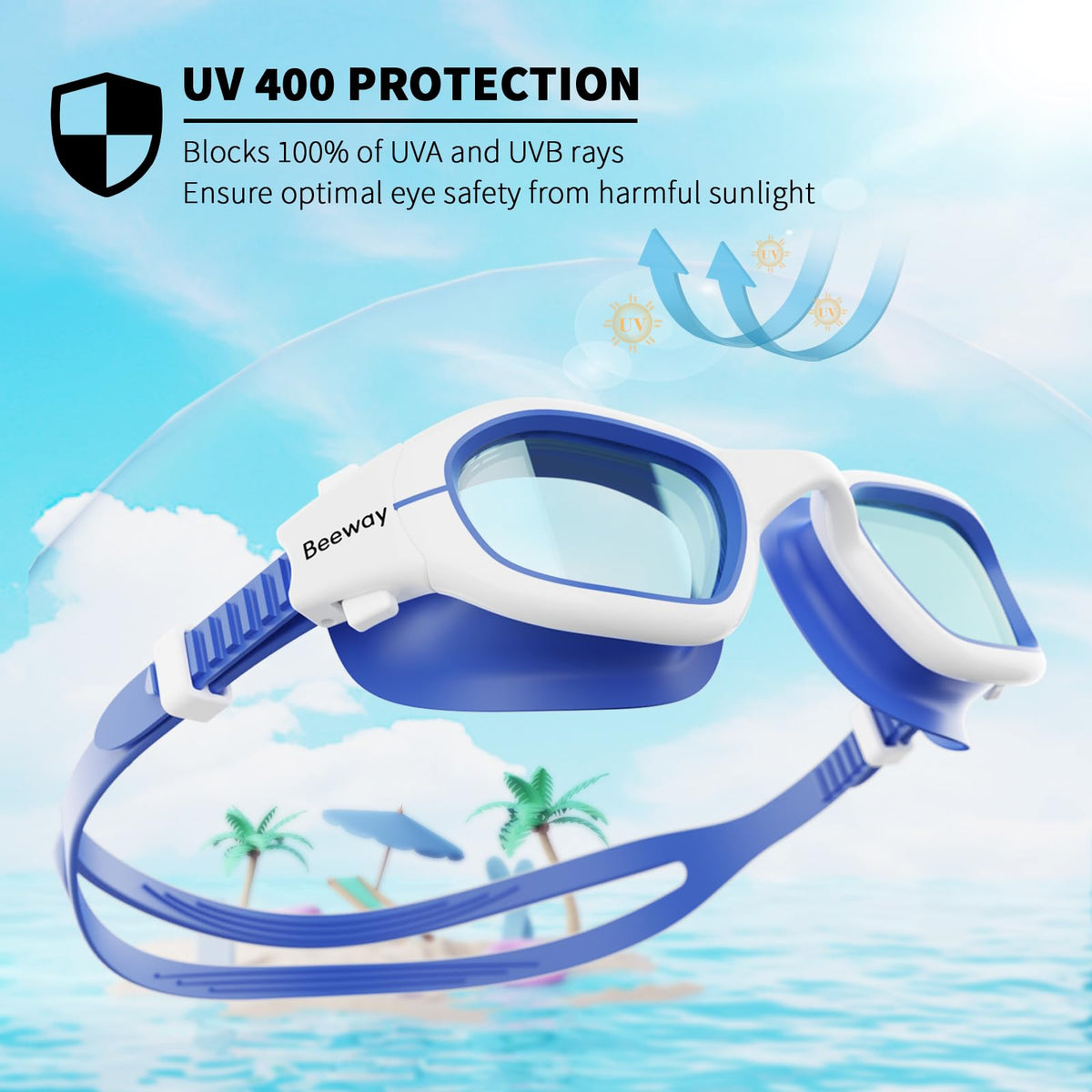 BEEWAY Kids Swimming Goggles for Boys Girls Age 6-14 Anti Fog & Leak Proof
