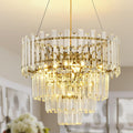 Gold Crystal Chandelier 40cm Round Pendant Light E14 4 Light Modern Ceiling Lamp