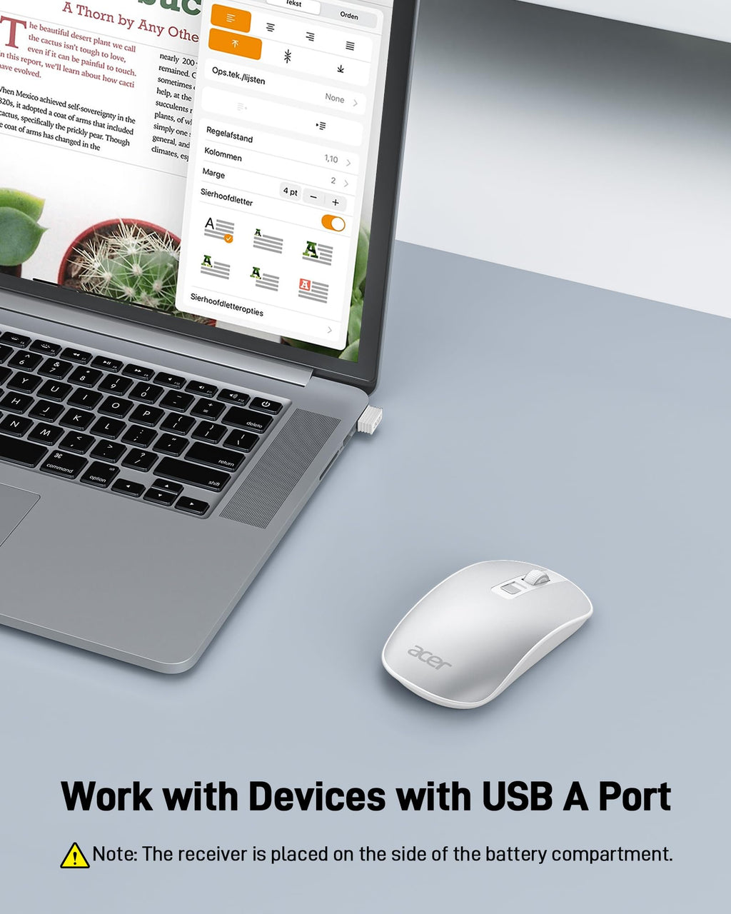 Acer Wireless Mouse, Computer Mouse Wireless with 2.4GHz USB Receiver