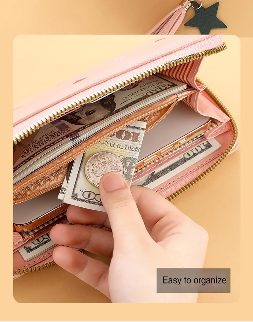 wallet for women rfid blocking large capacity long wallet for women multi card organizer clutch organizer for women, red, 4.3 x 0.4 x 3.1 inches