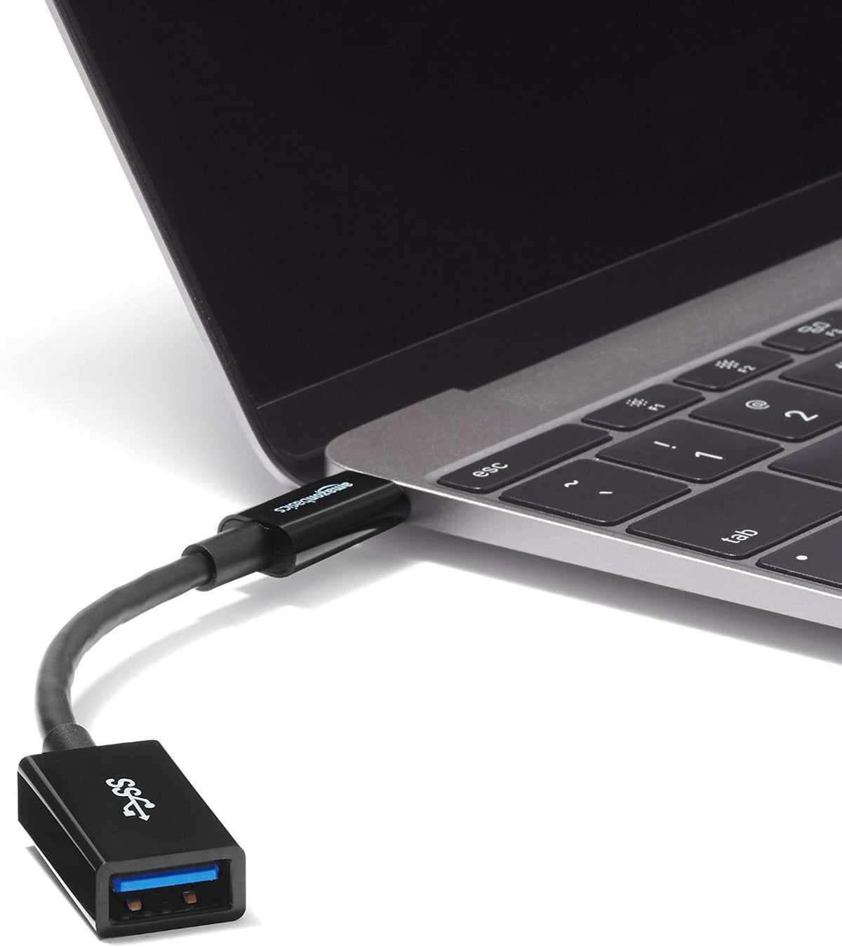 Amazon Basics USB-C (Male) to USB-A (Female) Adapter Cable Converter, USB 3.1 Gen 1, 5Gbps High-Speed, USB-IF Certified, for Laptops, Tablets, Phones (iPhone 16/15), Black