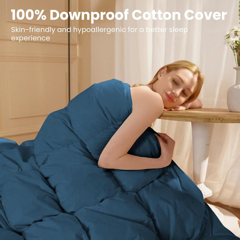 Double Duvet 10.5 Tog Goose Down Feather 200x200 cm Cotton Cover Deodar