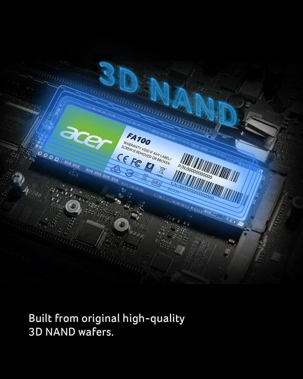 Acer FA100 M.2 2280 SSD 512GB: PCIe 3.0 NVMe with HMB & SLC Cache, Up to 3500 MB/s Read Speed, PC Internal Solid State Drive for Laptop & Desktop Upgrade
