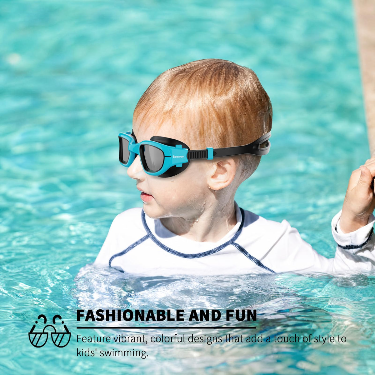 BEEWAY Kids Swimming Goggles for Boys Girls Age 6-14 Anti Fog & Leak Proof