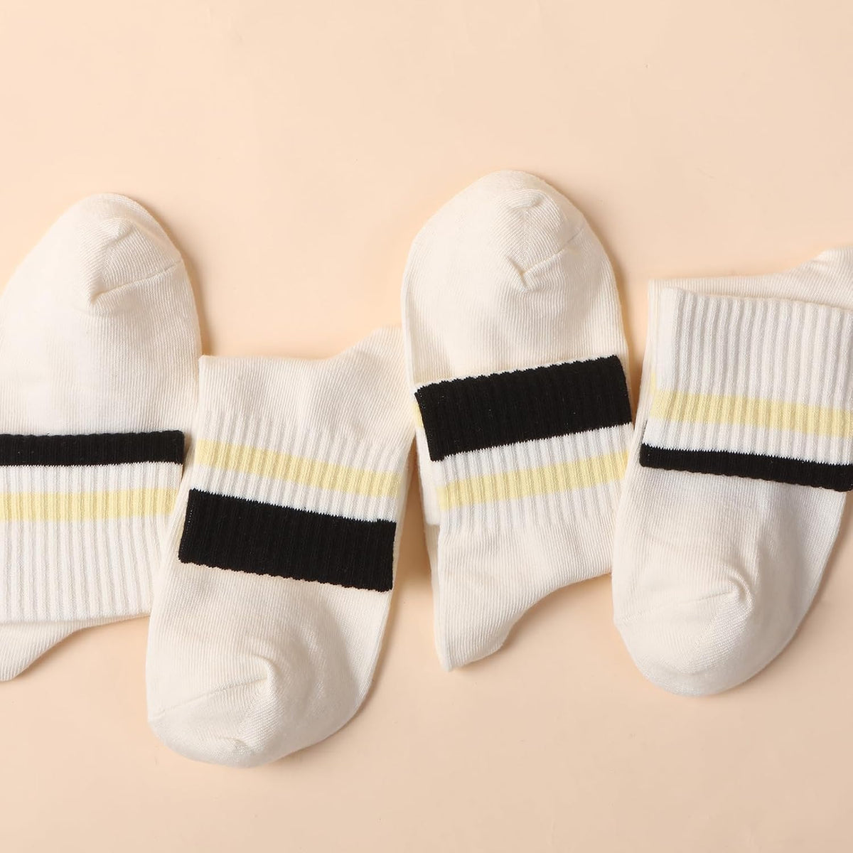 2-Pack Striped Cotton Crew Socks, Comfortable and Breathable Socks for Men and Women, Fashionable Casual and Athletic Socks
