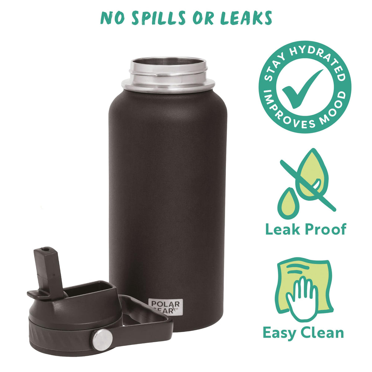 Polar Gear Insulated Water Bottle with Flip Straw - 800ml Wine