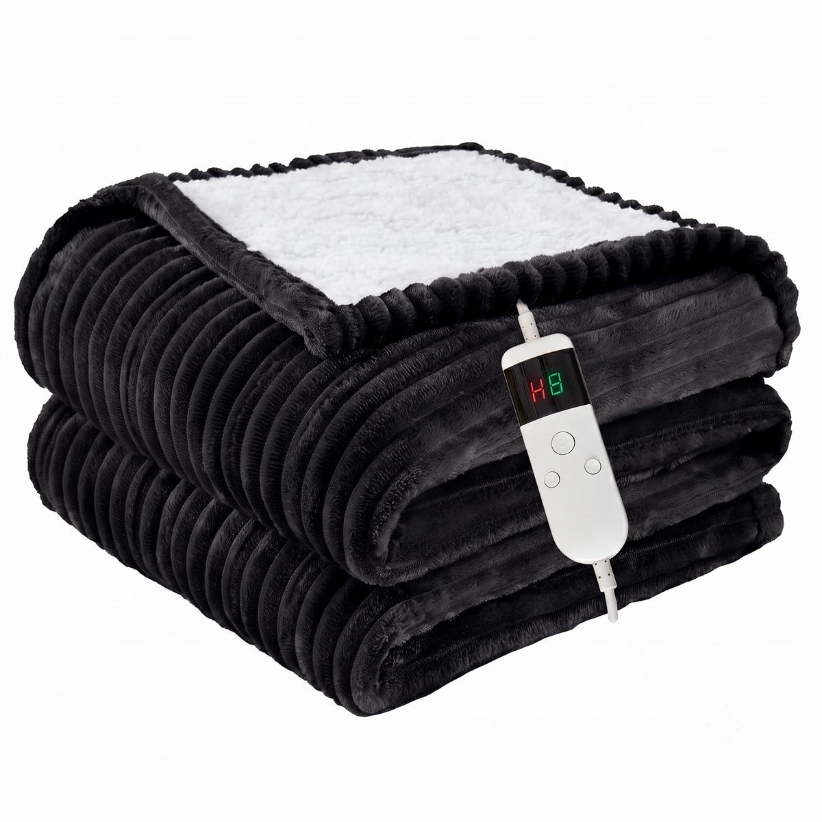 Heated Blanket Throw 130×160cm Electric Blanket, 10 Heating Settings, 1-8h Timer overheat Protection, Machine Washable, Flannel & Sherpa Full Body Warming, Electric Throw Blanket for Sofa