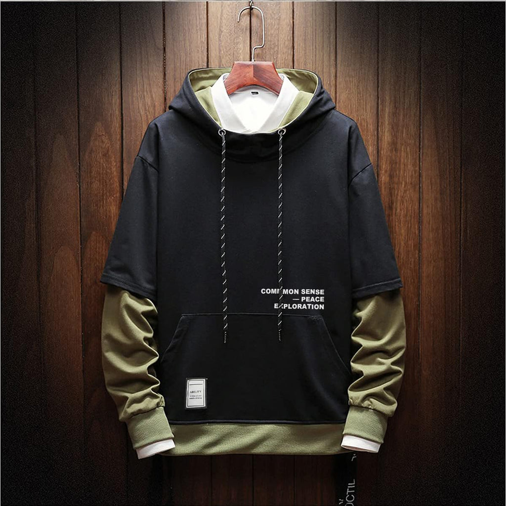 Moshtashio Men's Hoodie Colorblock Pullover Sweatshirt with Design Hip Hop