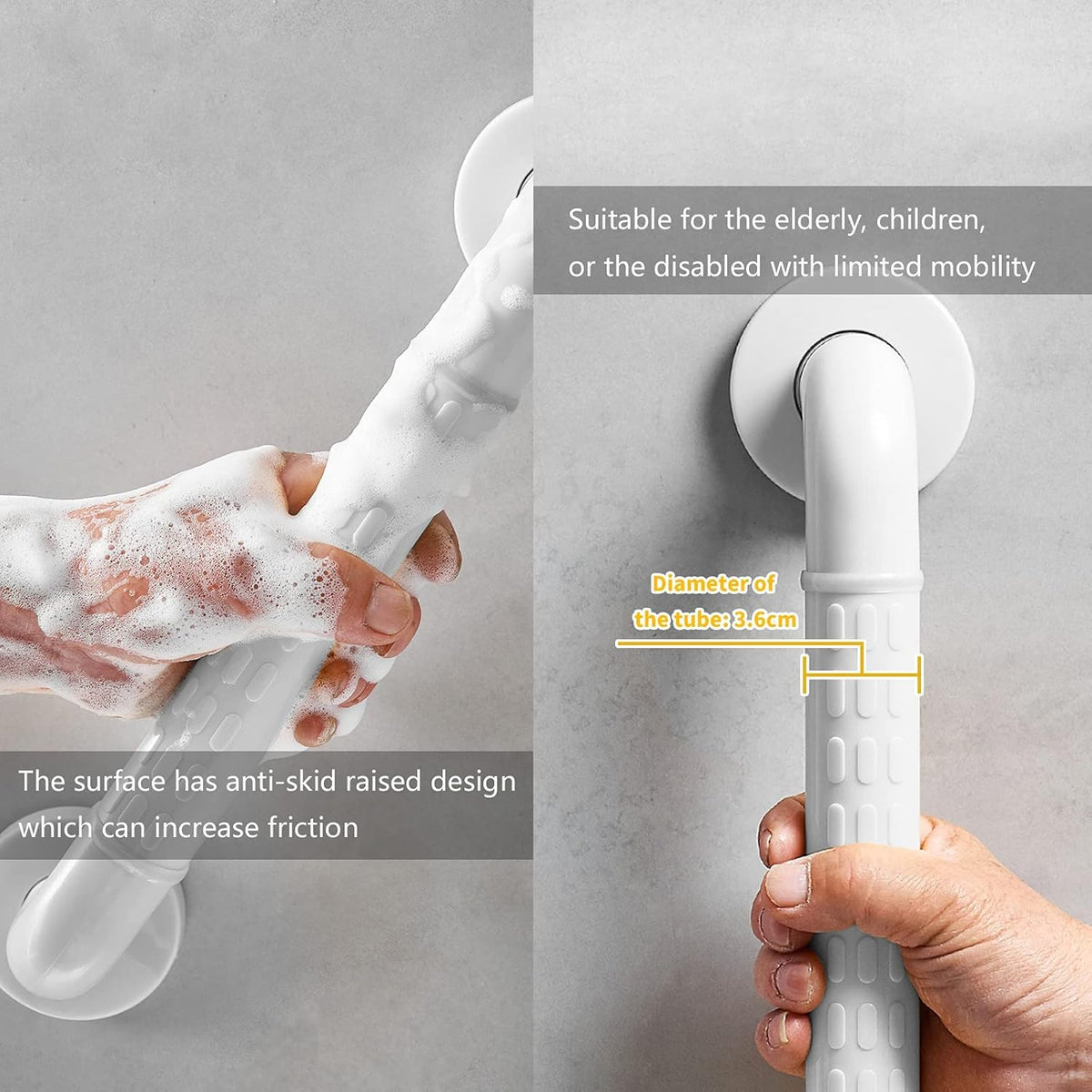 Bathroom Grab Rail Non Slip Safety Handle Bath Shower Support Bar