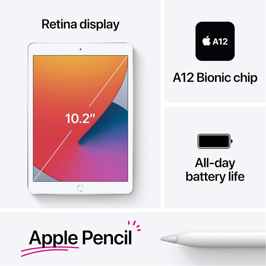 2020 Apple iPad (10.2-inch, Wi-Fi, 32GB) Silver (Renewed)