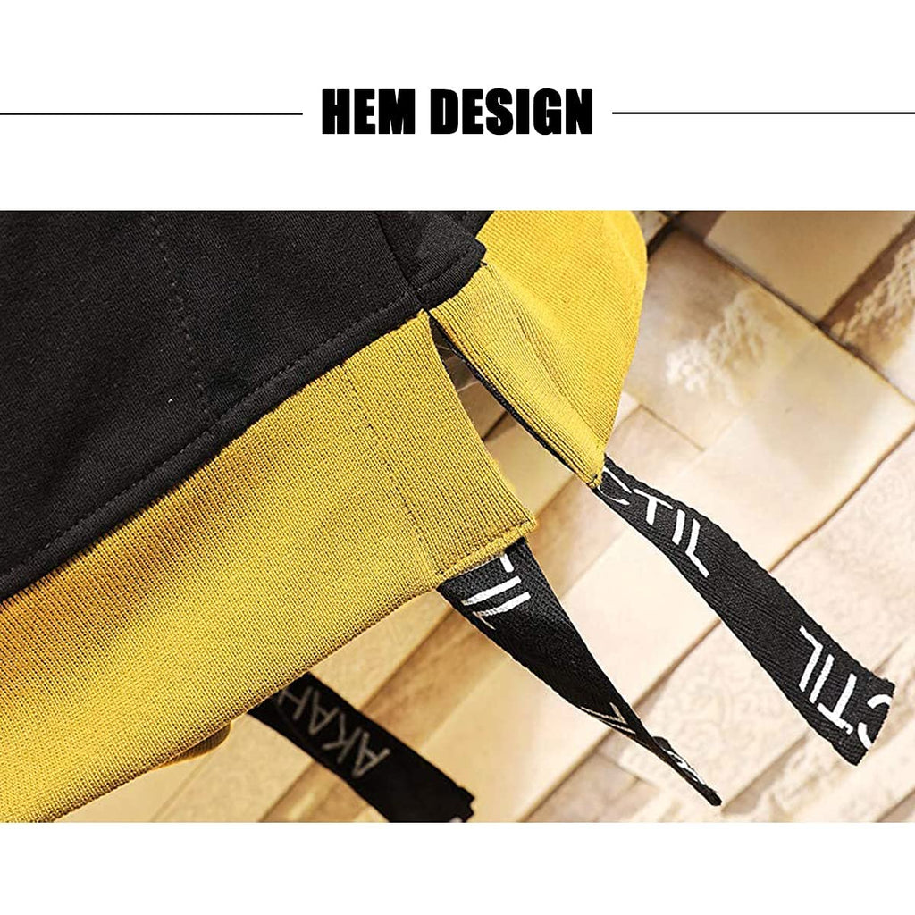 Moshtashio Men's Hoodie Colorblock Pullover Sweatshirt with Design Hip Hop