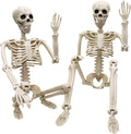 2 Pack 36"Halloween Skeleton - 3 ft Life Size Human Skeleton with Full Body Posable Joints Plastic Skeleton for Halloween Skeletons Decor Yard Patio Lawn Garden Skeleton Props Spooky Party Decoration