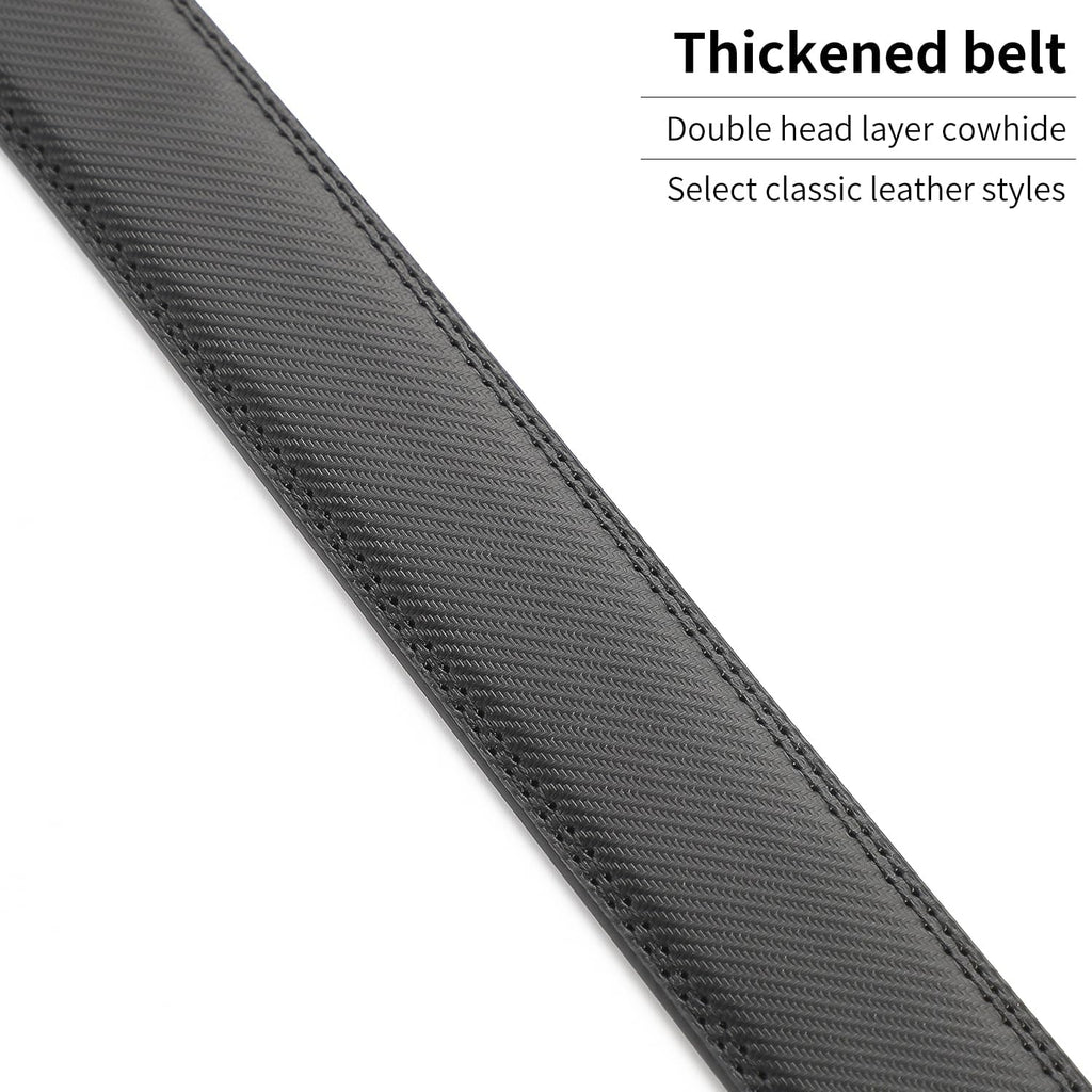 Men's Adjustable Leather Belt Strap & Zinc Alloy Automatic Ratchet Buckle, Customizable for Business Casual & Formal Wear